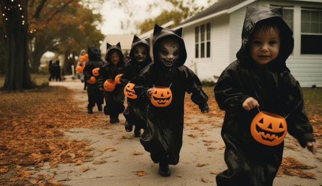 Niños celebrando halloween