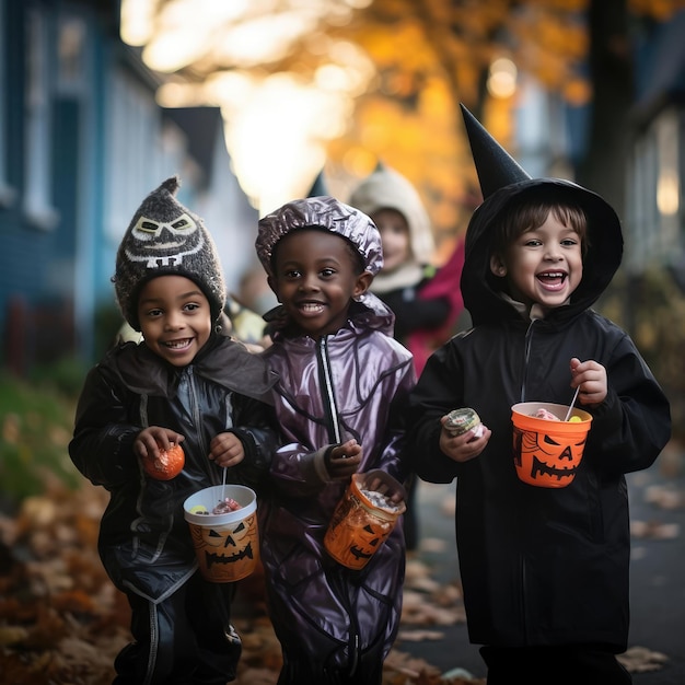 Foto niños celebrando halloween