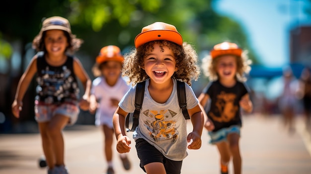 niños corriendo en el parque