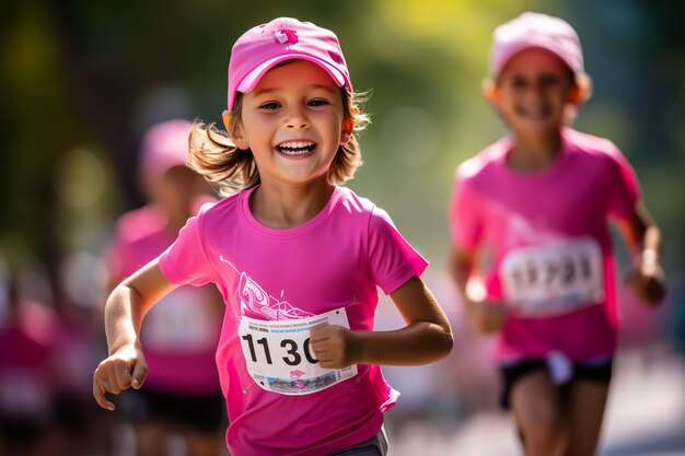 Foto niños corriendo en la pista de carreras