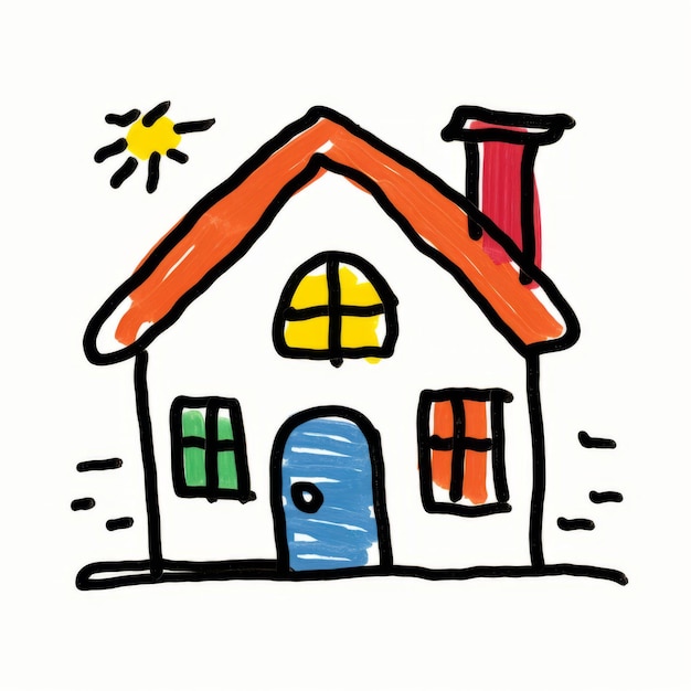 Foto los niños dibujaron la ilustración de la casa