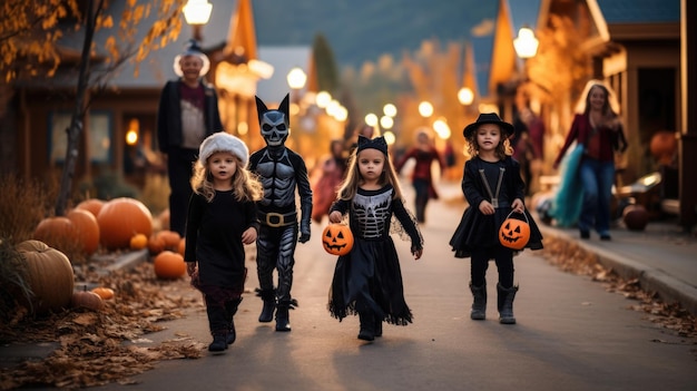 Niños disfrazados con golosinas para Halloween