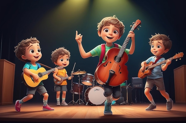 Los niños divertidos interpretando música eps 10