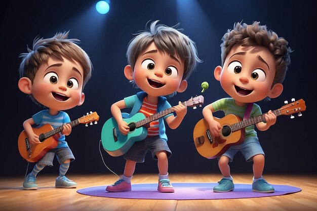 Los niños divertidos interpretando música eps 10