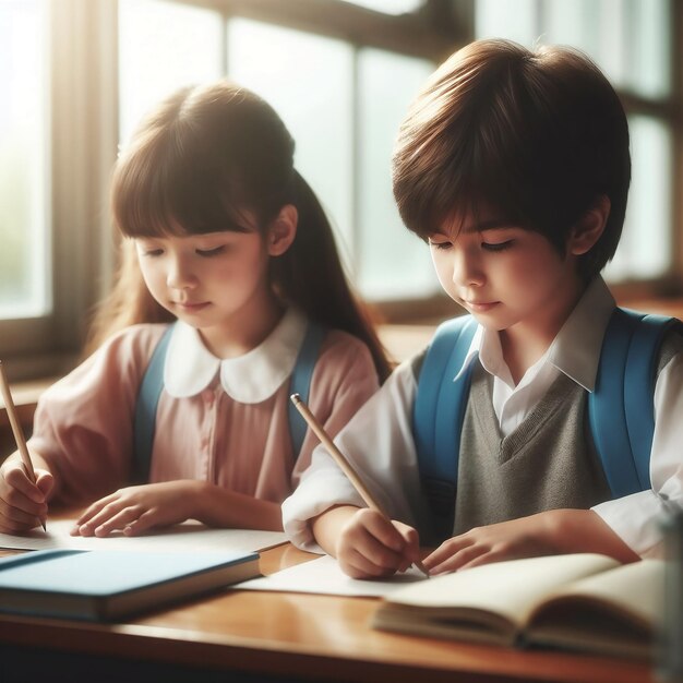 Niños en la escuela generados por la IA