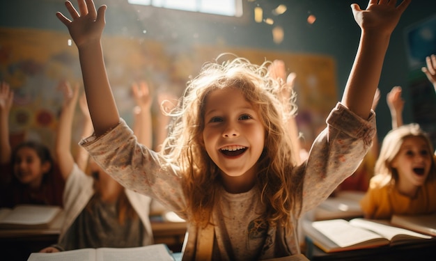 Niños felices en el aula