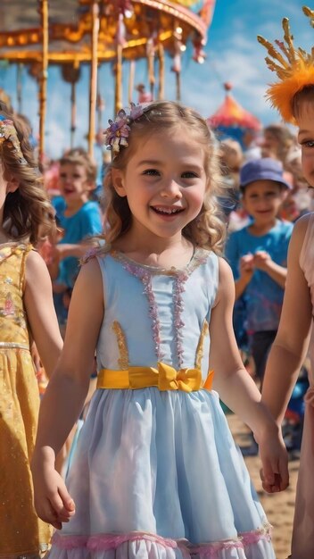 Niños felices en el carnaval