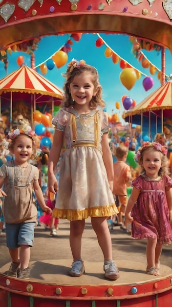 Niños felices en el carnaval