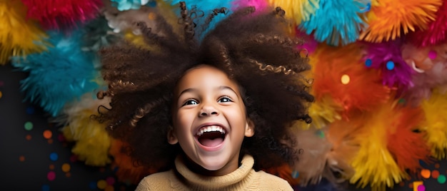 Foto niños felices celebrando la fiesta de año nuevo con espacio para copiar