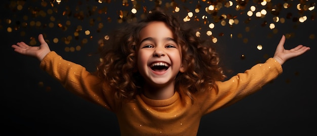 Niños felices celebrando la fiesta de año nuevo con fondo de espacio de copia Feliz cumpleaños niño