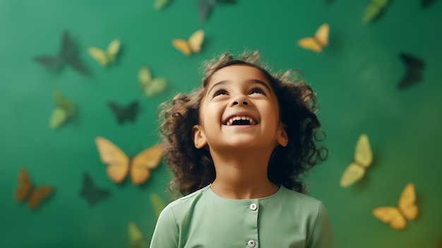 Niños felices celebrando la fiesta de año nuevo con fondo de espacio de copia Feliz cumpleaños niño