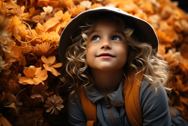 Niños felices en el contexto del otoño