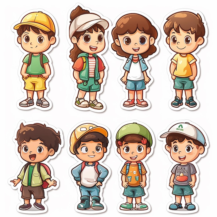Foto los niños felices de dibujos animados mueren cortando tarjetas adhesivas