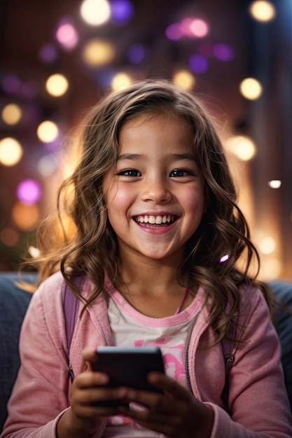 niños generativos disfrutando de la emoción de usar un teléfono móvil