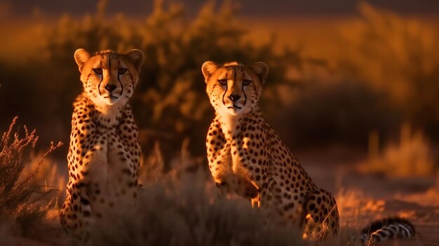 Foto niños de guepardos con su madre generados por la ia