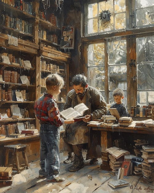Foto niños inmersos en libros mientras leen en silencio