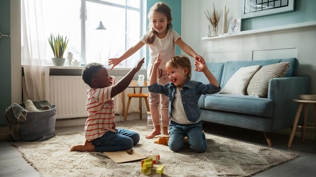 Niños jugando en la habitación.