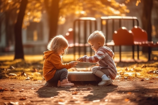 niños jugando juntos en un parque en un día soleado