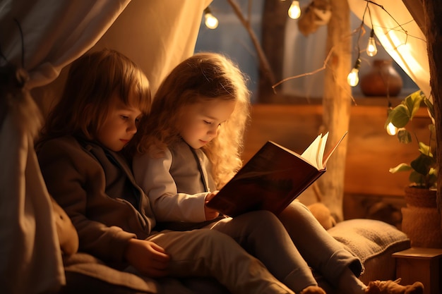 Niños leyendo en acogedores rincones de lectura