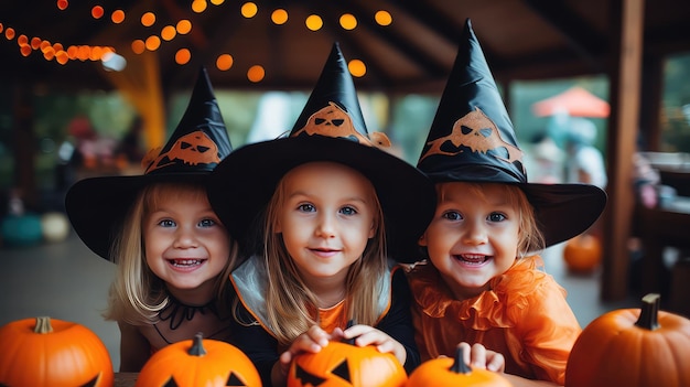 Niños lindos vestidos para la fiesta de Halloween