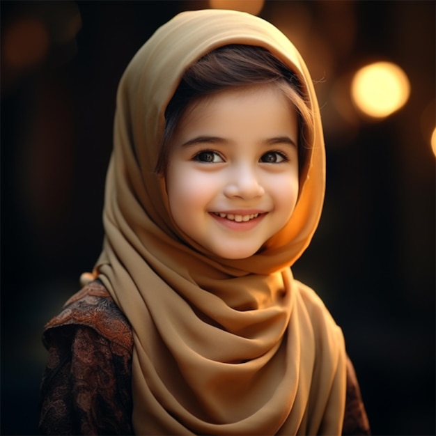 Niños musulmanes felices con el hijab