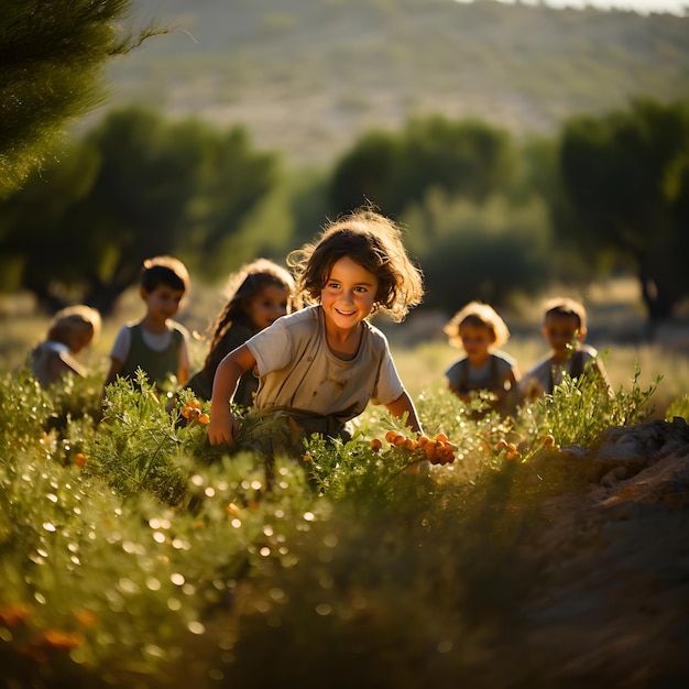 Foto niños palestinos jugando