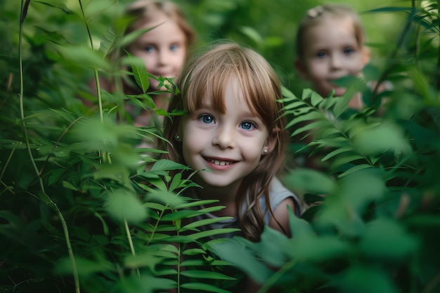 Los niños del patio de recreo de la naturaleza abrazan la diversión y las actividades verdes