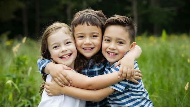 Foto niños pequeños abrazándose