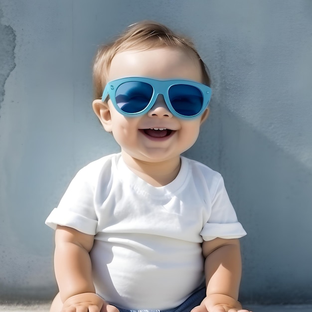 Los niños pequeños sonríen dulcemente usando anteojos con caras lindas