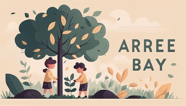 Niños plantando un árbol para la salud del mundo y el medio ambiente Creado con tecnología de IA generativa