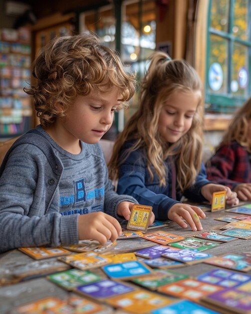 Niños practicando el papel tapiz de la multiplicación