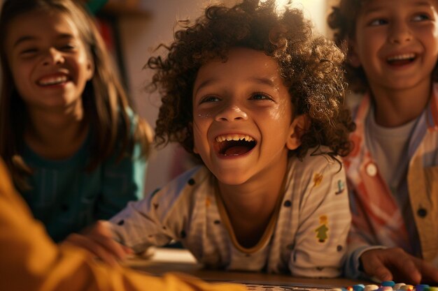 Foto niños riendo durante un juego