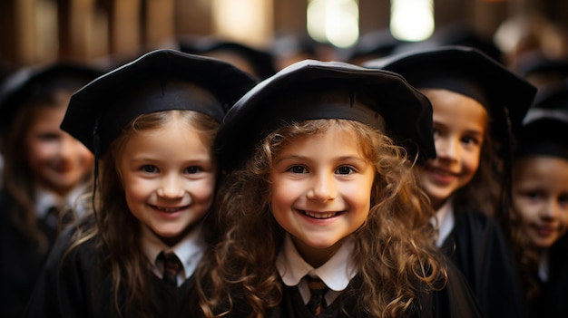 niños con sombreros de graduación