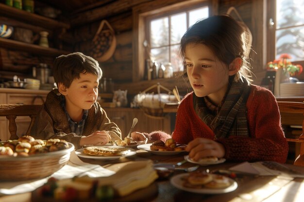 Niños sorprendiendo a sus mamás con un desayuno