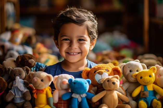 Foto los niños y sus juguetes favoritos.