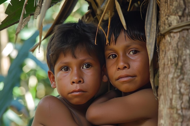 Foto los niños de la tribu amazónica generan ai