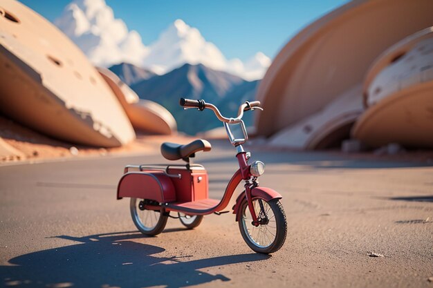 Niños triciclo juguete bicicleta papel tapiz fondo infancia tiempo feliz fotografía obras