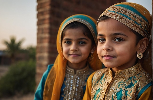 Niños vestidos para el Eid