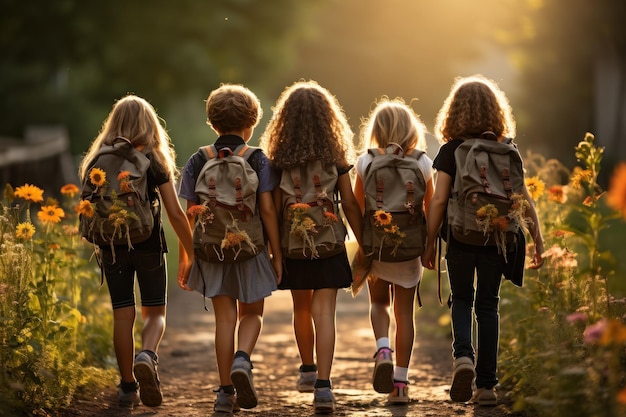 Los niños vuelven a la escuela después del verano IA generativa