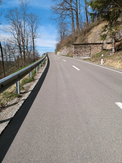 Nível de superfície da estrada vazia ao longo das árvores