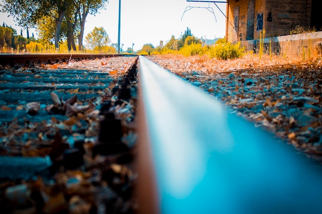 Foto nível de superfície da via ferroviária