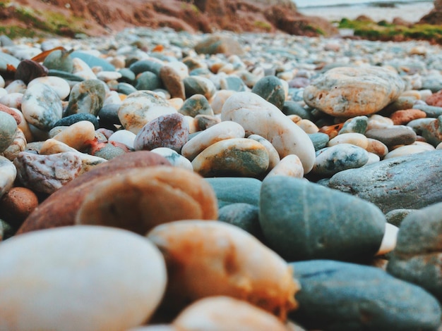 Foto nível de superfície de seixos na praia