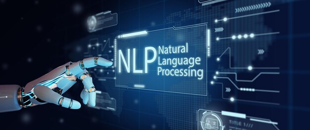 NLP Procesamiento del lenguaje natural concepto de tecnología de computación cognitiva