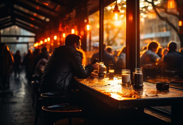 No café, em uma cafeteria, pessoas sentadas, um grupo de pessoas sentadas em uma mesa em um restaurante.