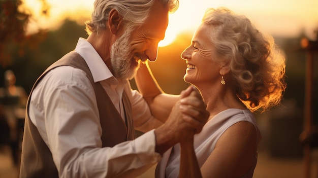 Foto no casamento um casal feliz dançando amando generative ai