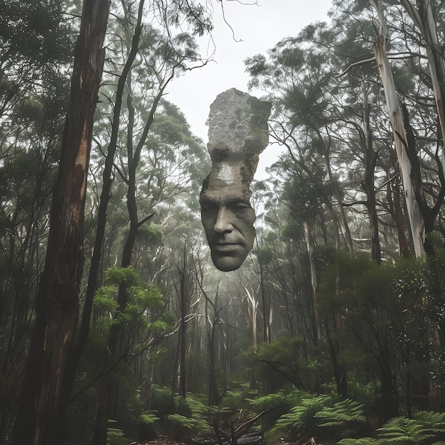 No coração de uma antiga floresta, a estátua de Charles La Trobe serve como um marco misterioso para viajantes e exploradores do tempo.