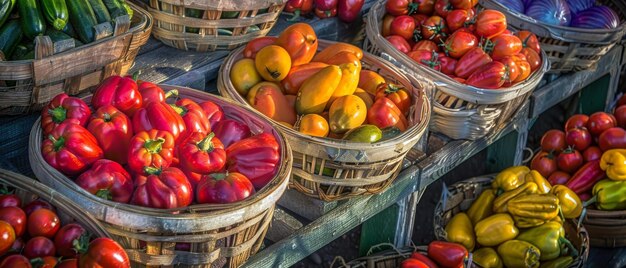 Foto no mercado dos agricultores estão à venda produtos orgânicos frescos