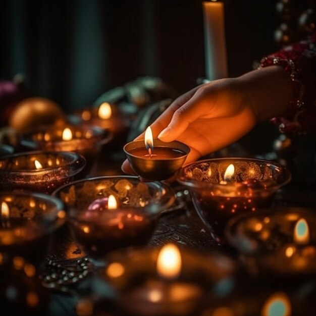 Foto no natal, todos estão a acender velas.