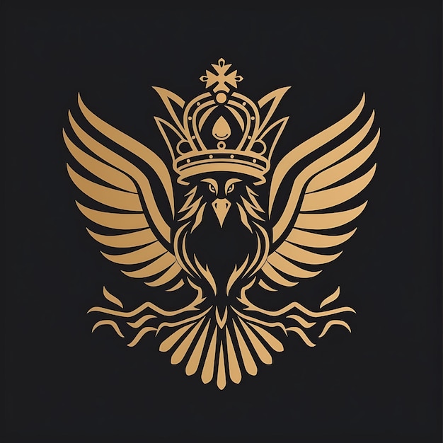 Noble Eagle Clan Icon Logo mit Adlerflügeln und mittelalterlichem Cro Creative Logo Design Tattoo Outline