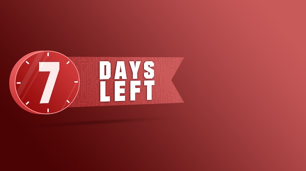 Noch 7 Tage Etikett, Zahlen Countdown 3d